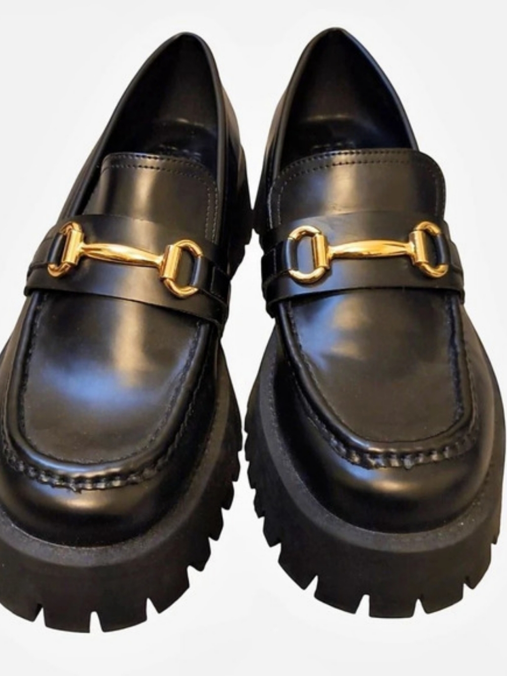 ASOS Black Chunky Platform Horsebit Loafers – Size 5